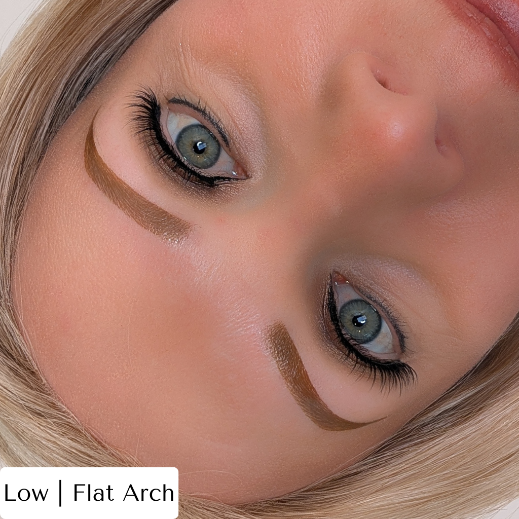 Temporary Eyebrow Tattoo Low Flat Arch Straight Brow