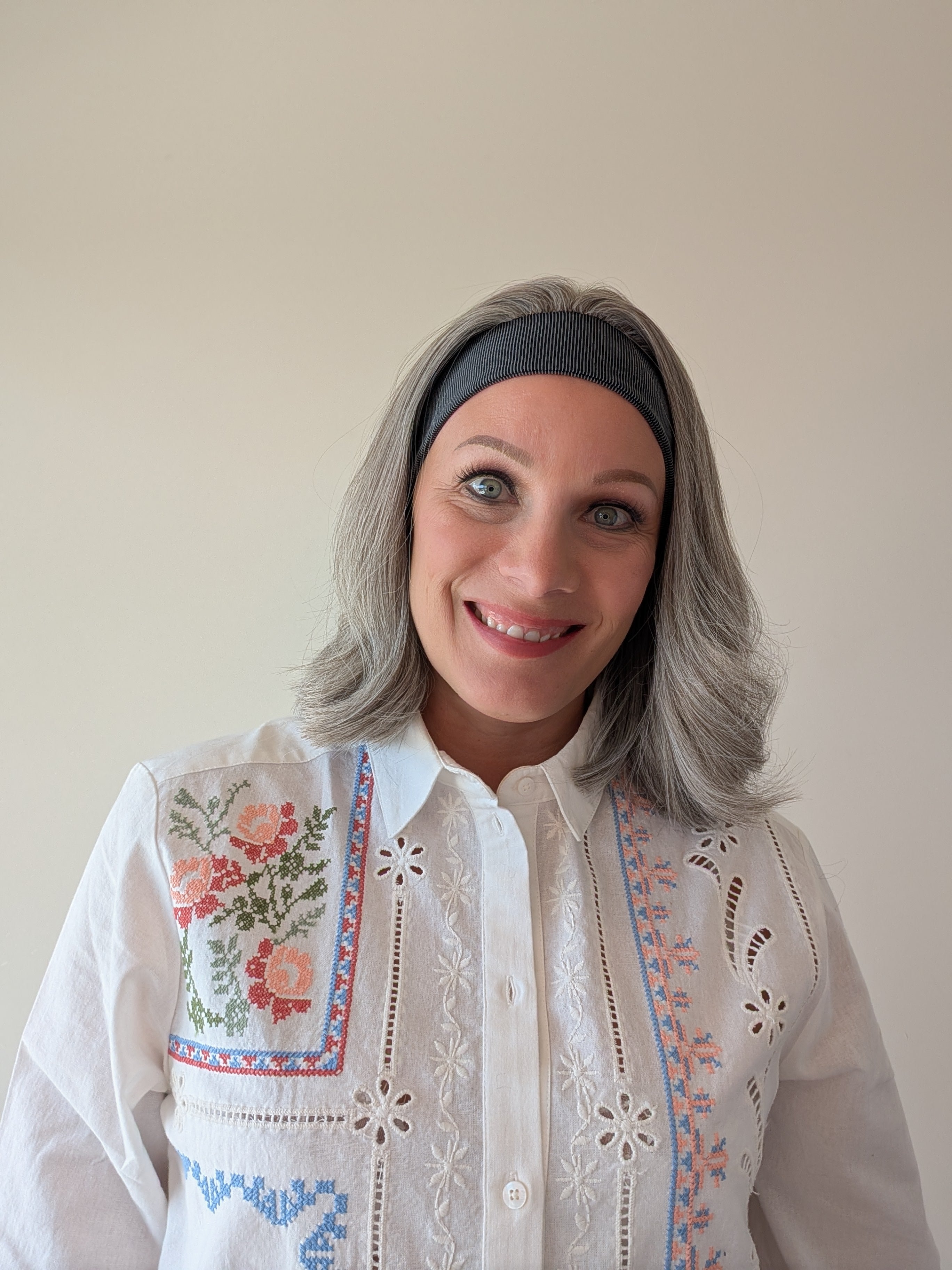 light grey bob headband wig