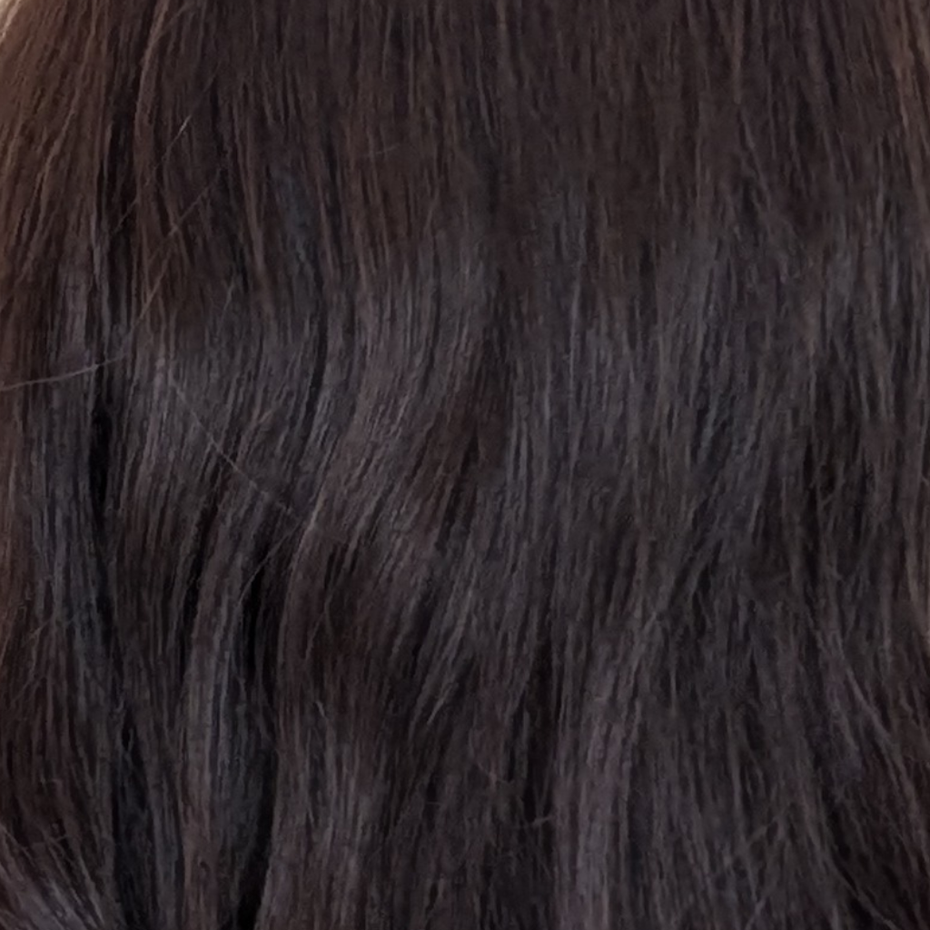 dark brown human hair wig close up