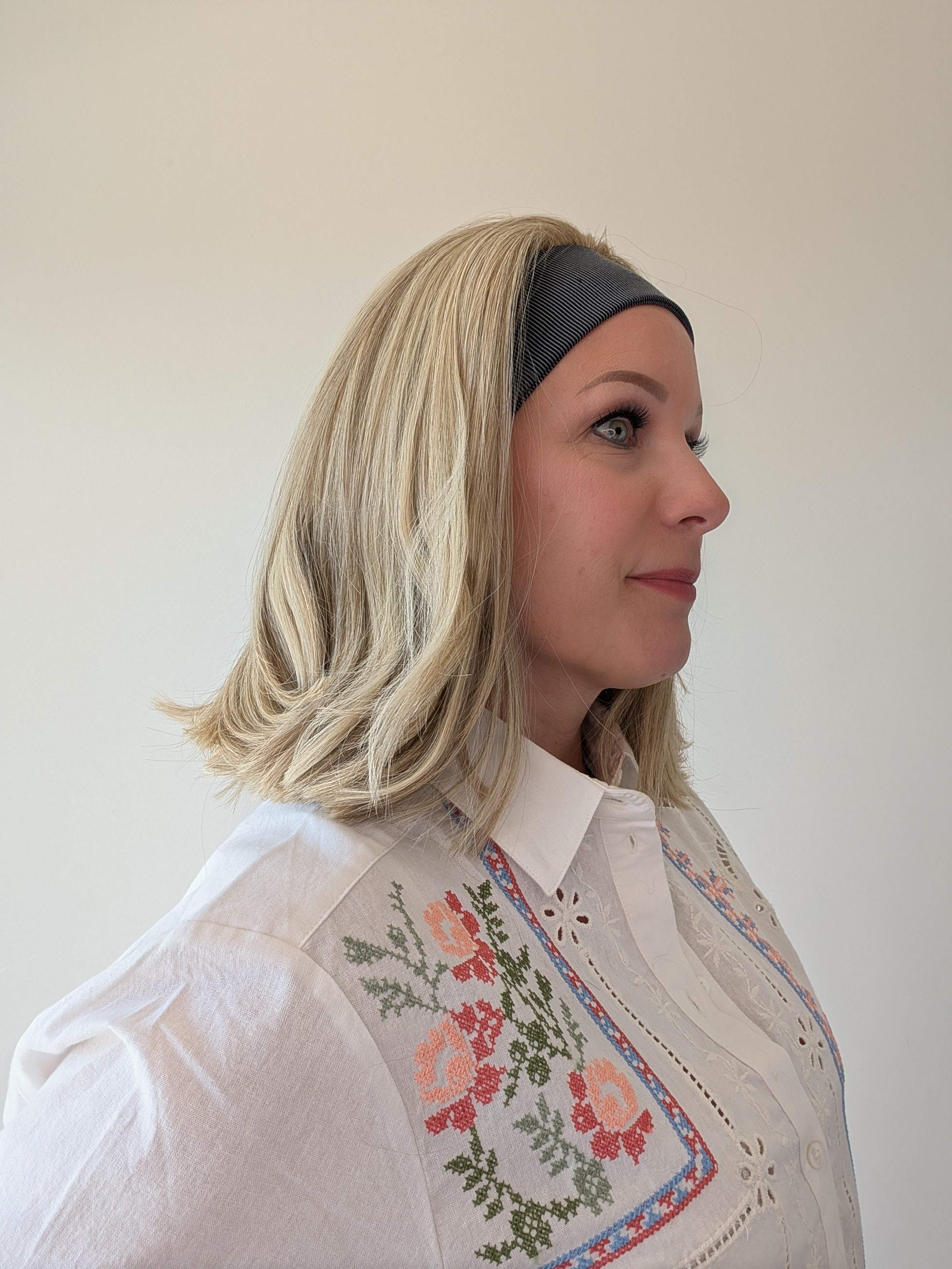 beige blonde bob headband wig