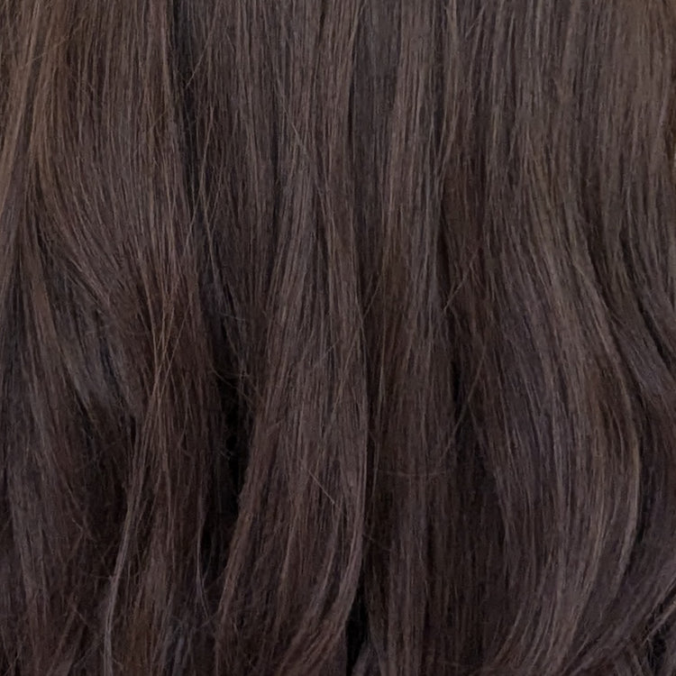 medium brown wig close up