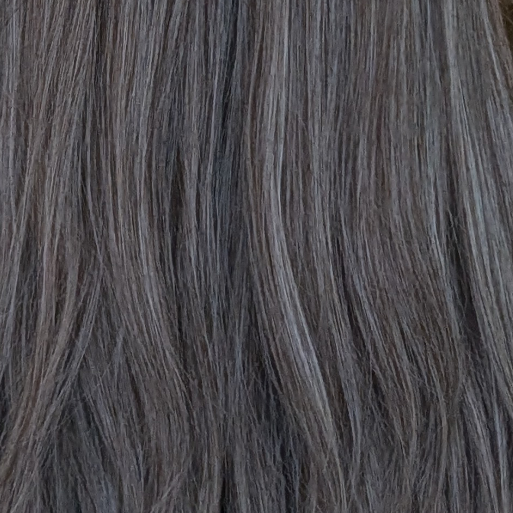 lace front human hair wig light grey close up