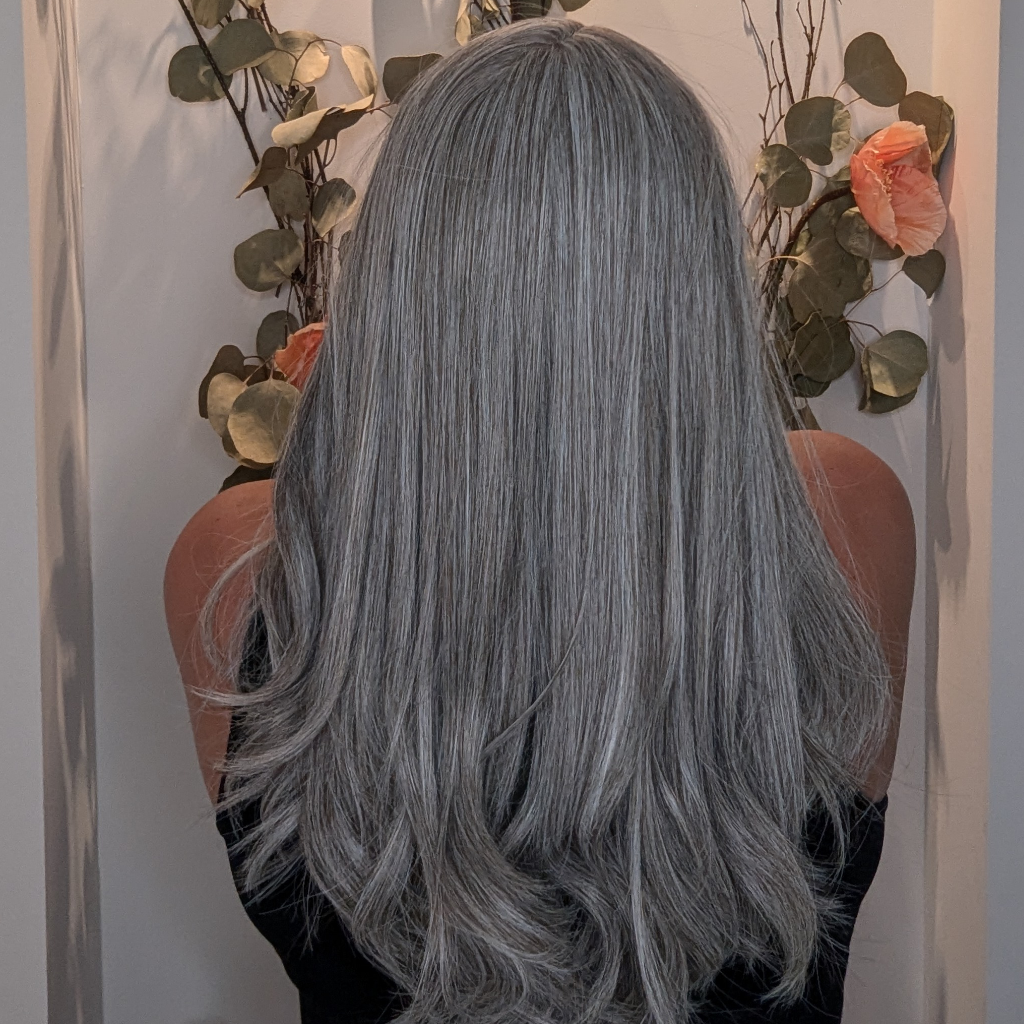 lace front wig light grey luxury synthetic