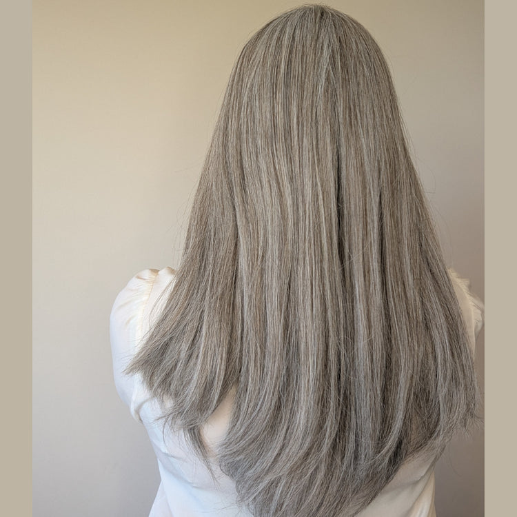 lace front human hair grey wig