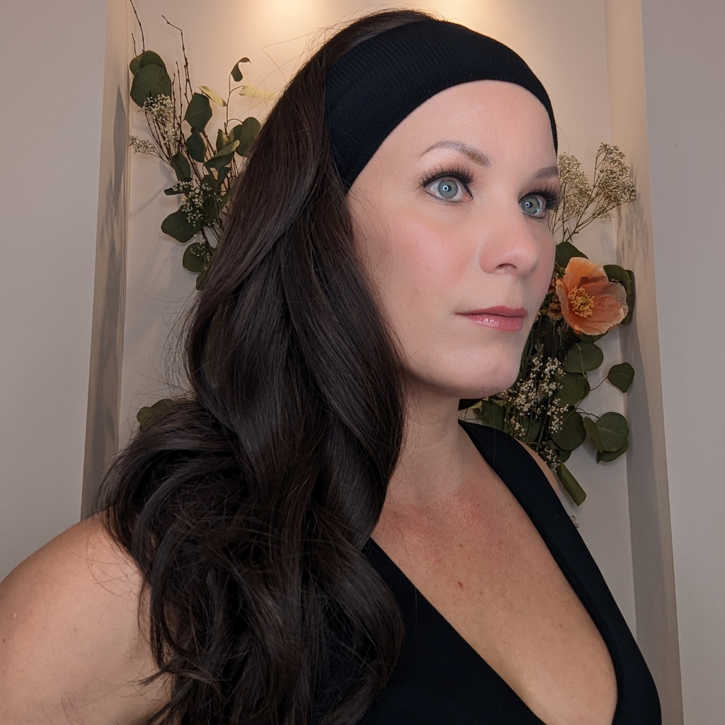 headband wig luxury synthetic dark brown 