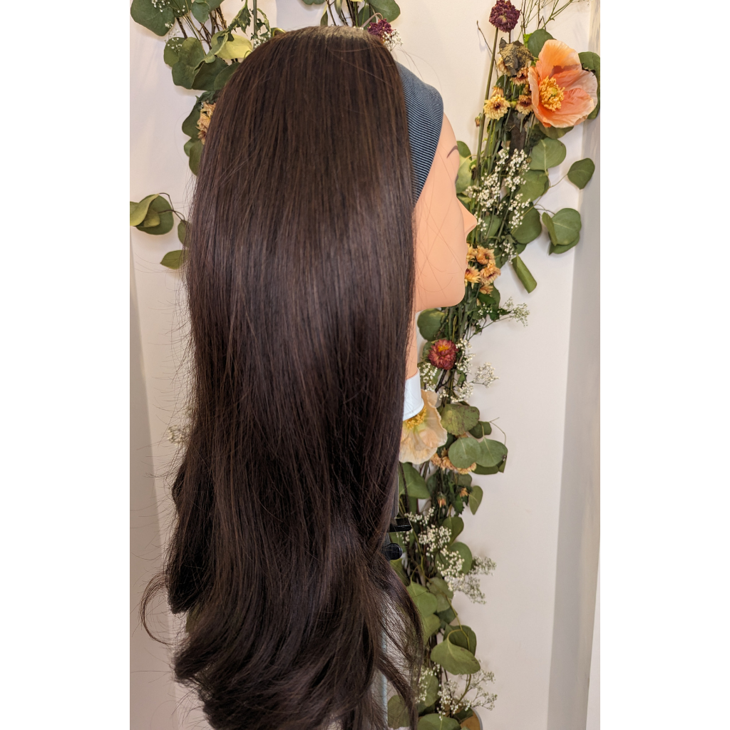 headband wig luxury synthetic dark brown 