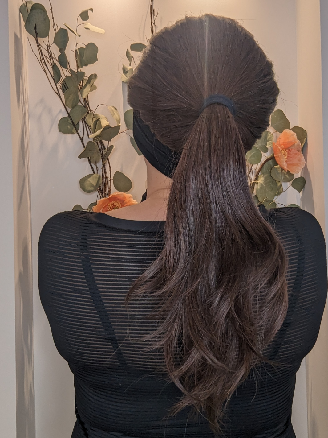 headband wig human hair dark brown ponytail