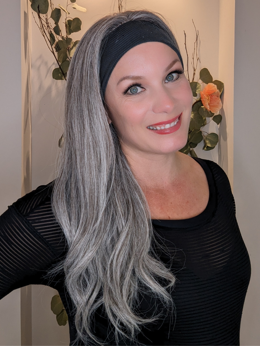 headband wig human hair light grey