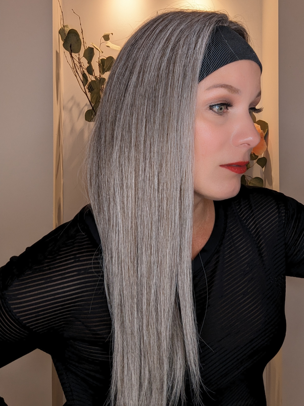 headband wig human hair light grey