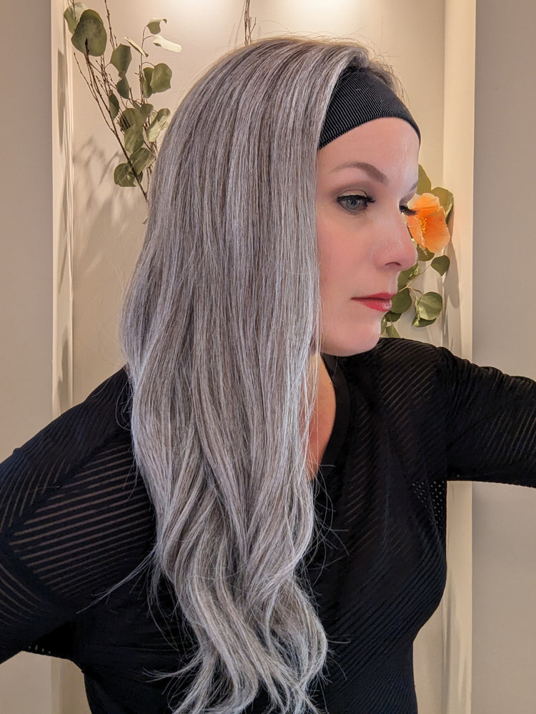 headband wig human hair light grey