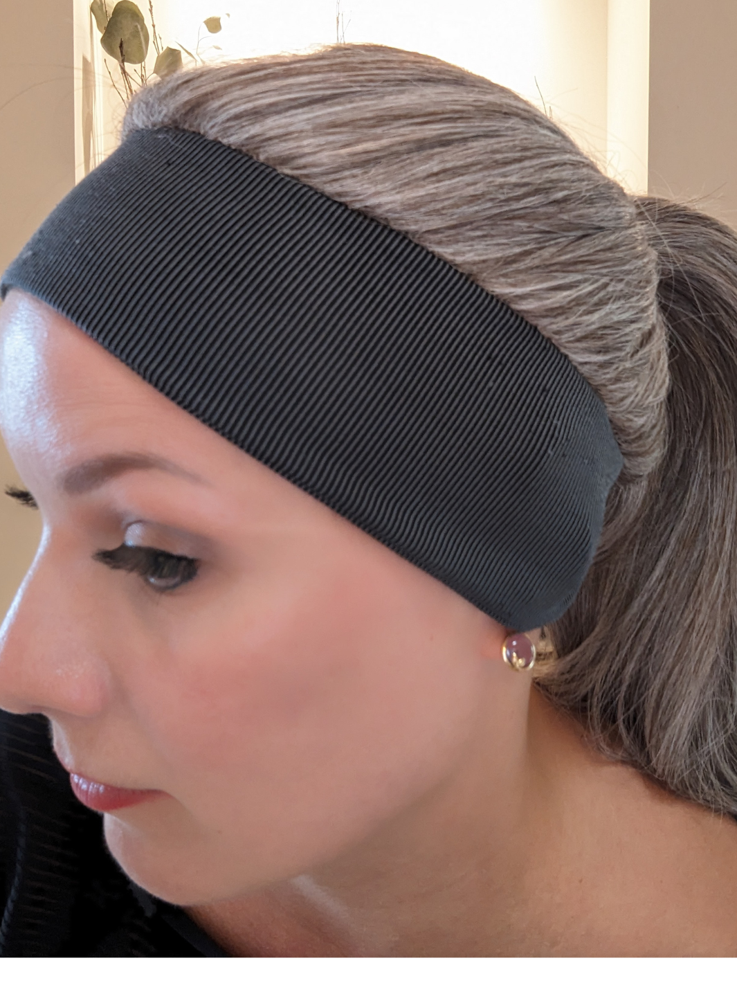 headband wig human hair light grey side