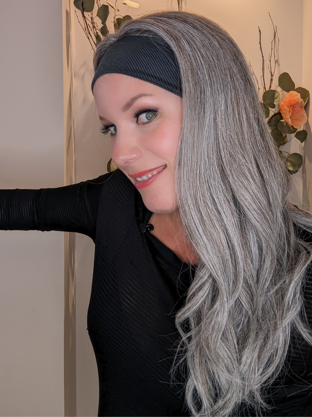 headband wig human hair light grey side