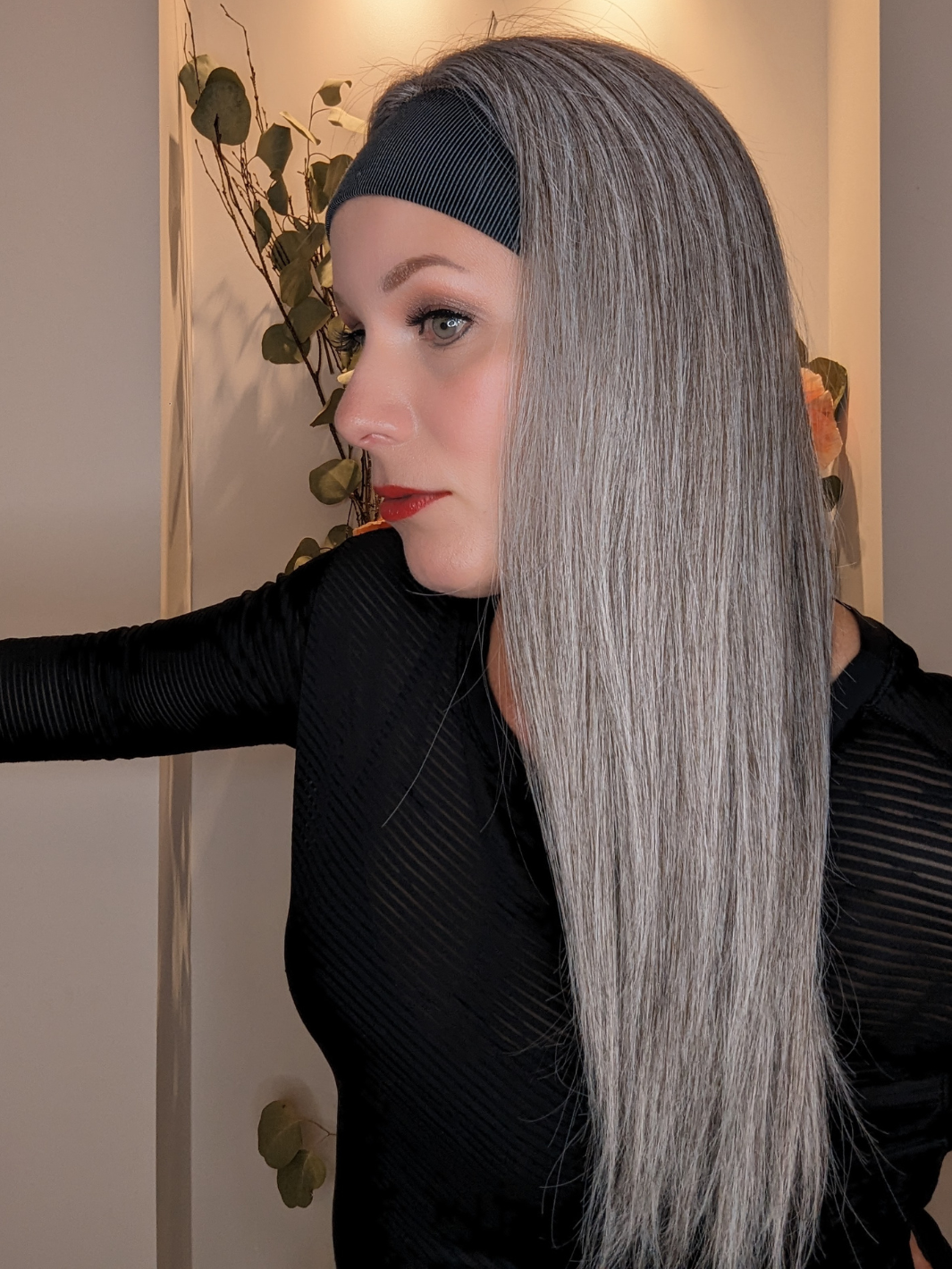 headband wig human hair light grey