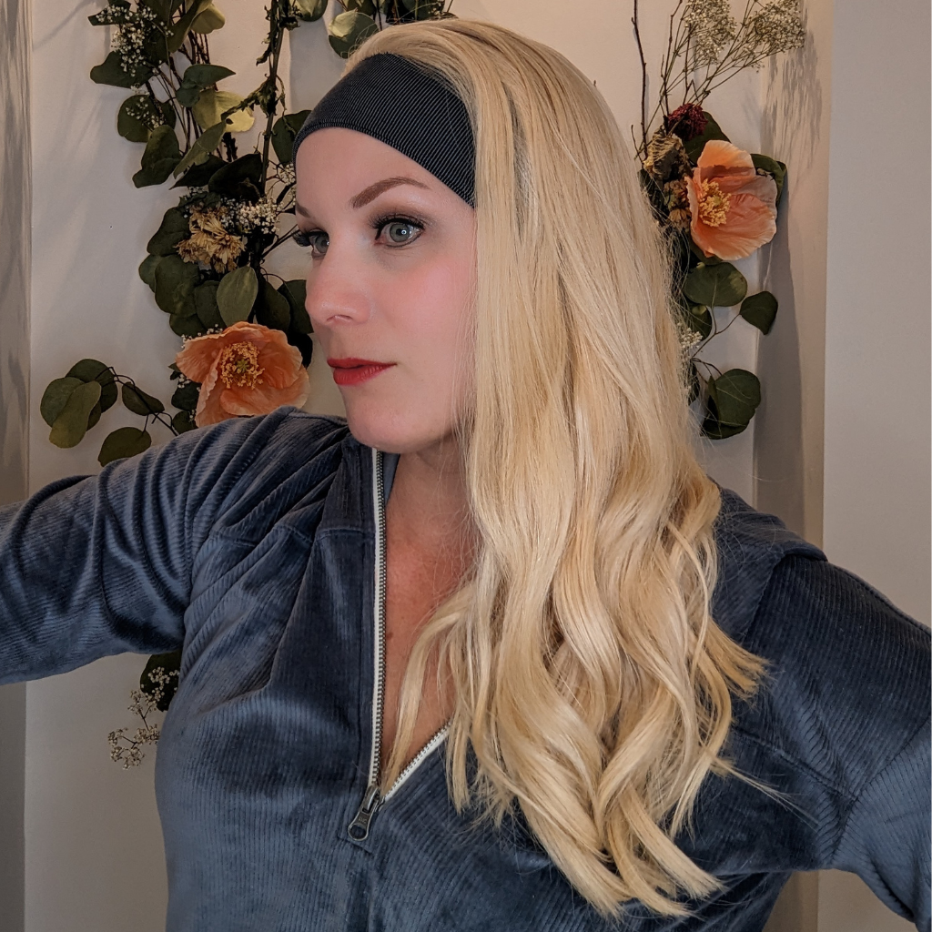 Platinum blonde headband wig