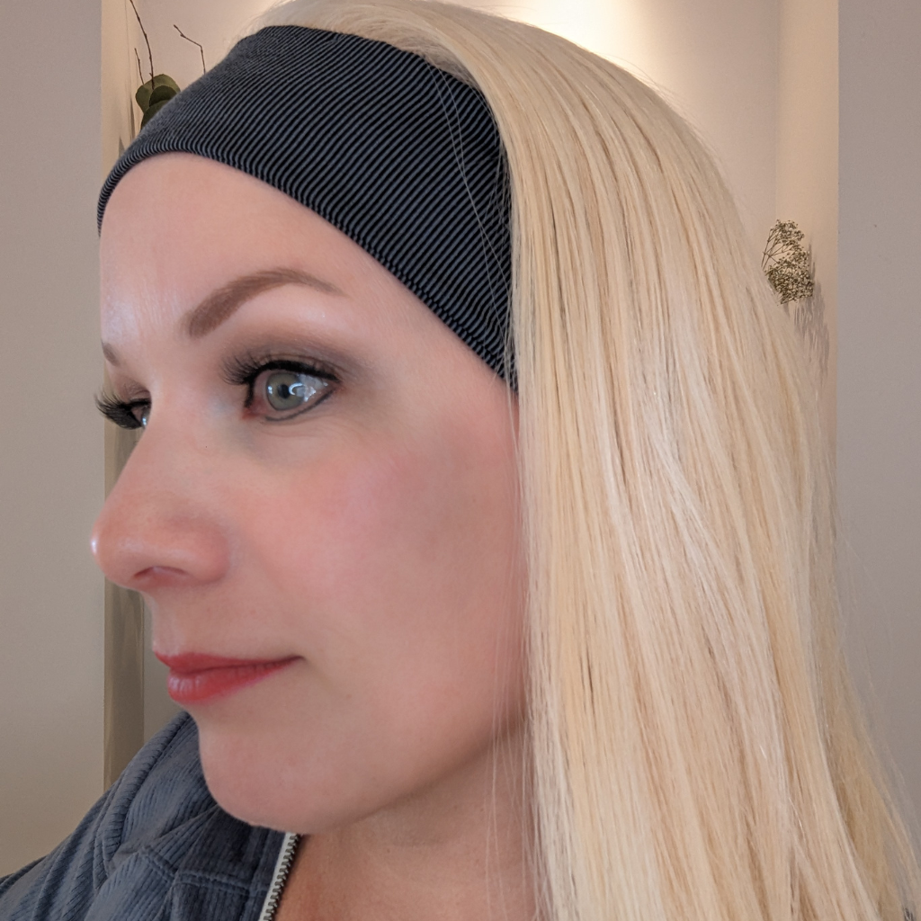 Platinum blonde headband wig