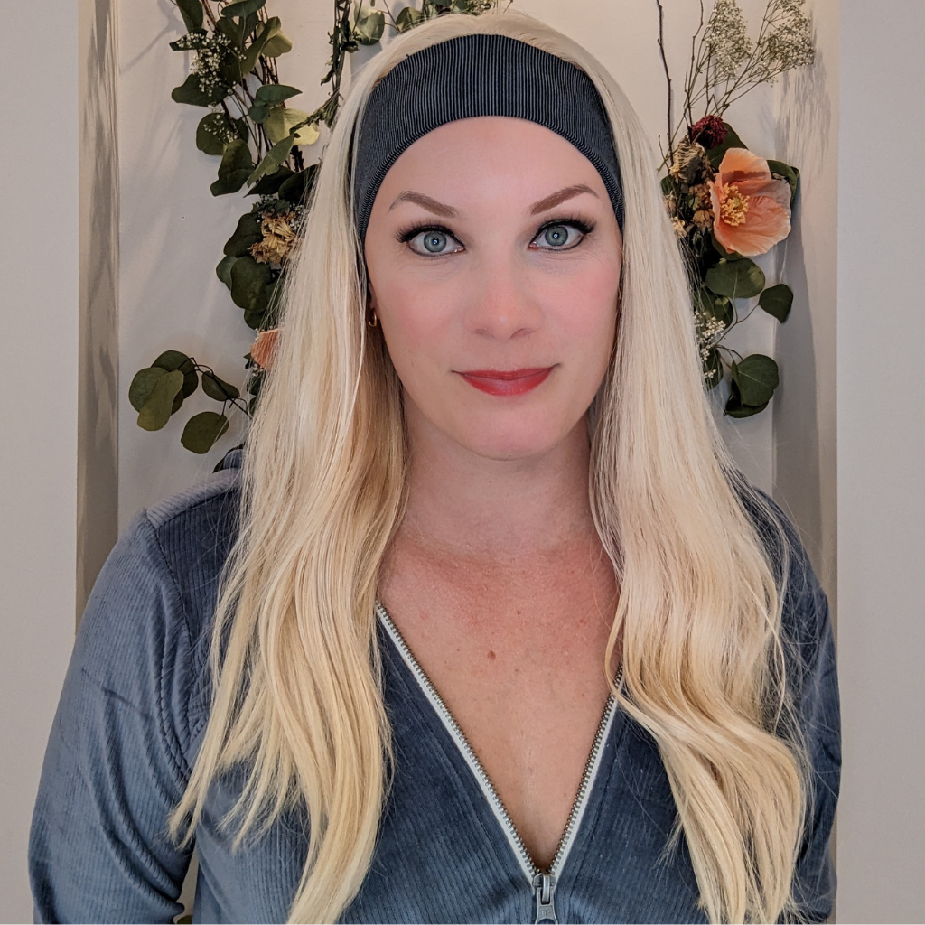 Platinum blonde headband wig