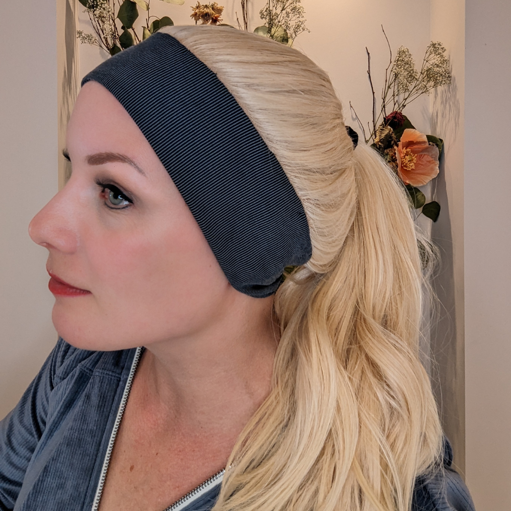 Platinum blonde headband wig