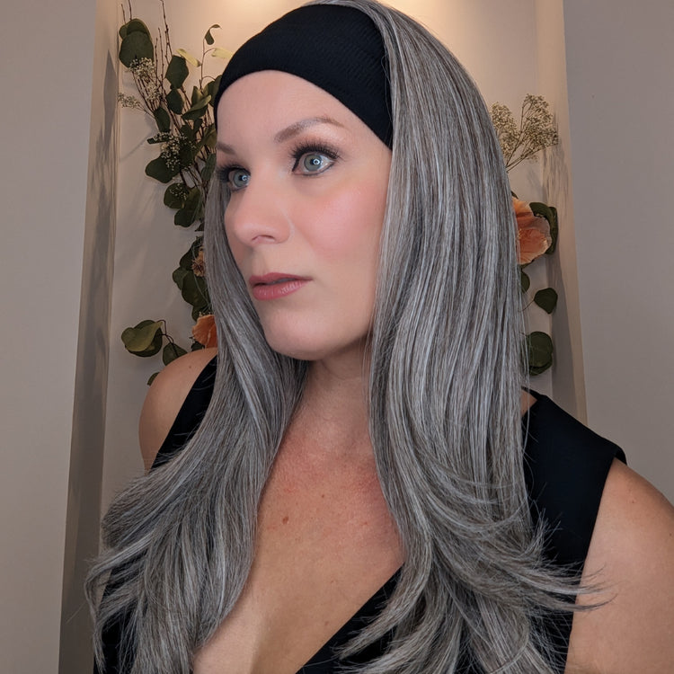 headband wig light grey