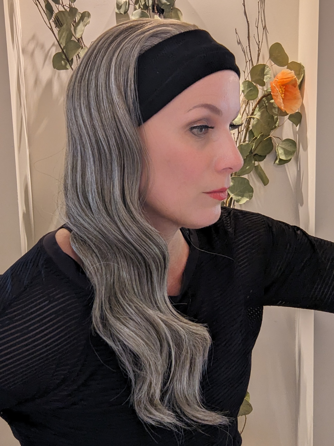 synthetic headband wig light grey