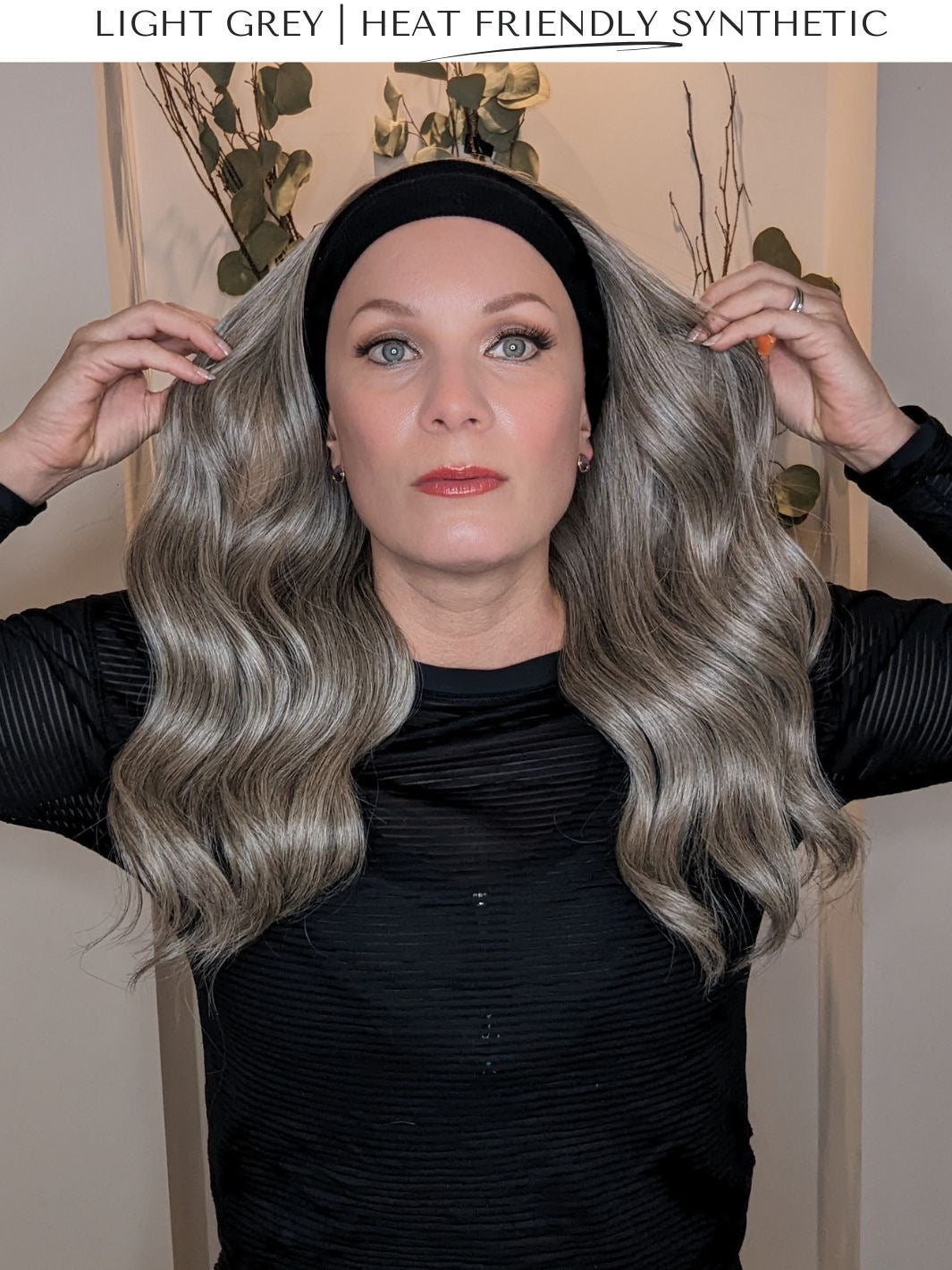 light grey headband wig front bright light
