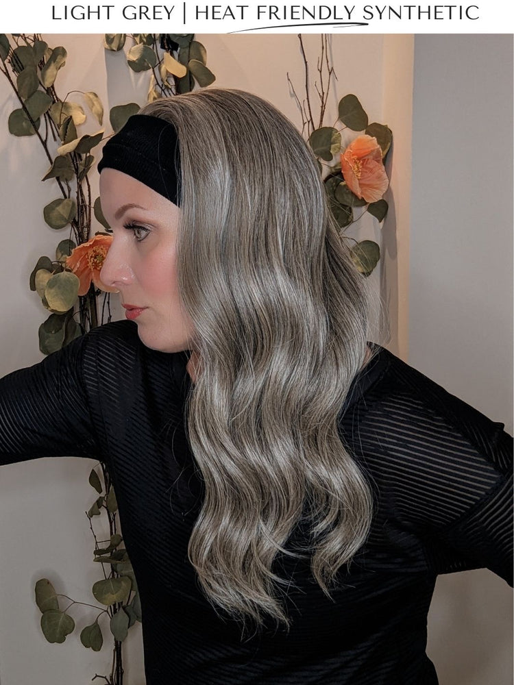 light grey headband wig side bright light