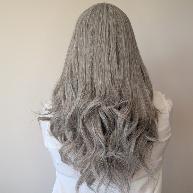 luxury synthetic light grey wig